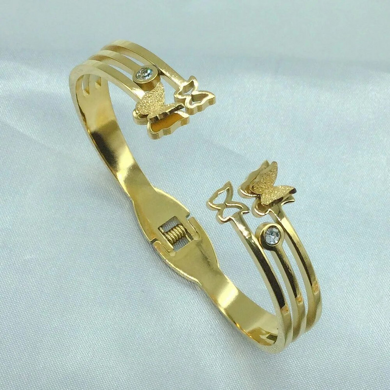 Jauna modes titāna tērauda personalizēta tauriņa rokassprādze, klasiska vienkārša nerūsējošā tērauda aproce sievietēm