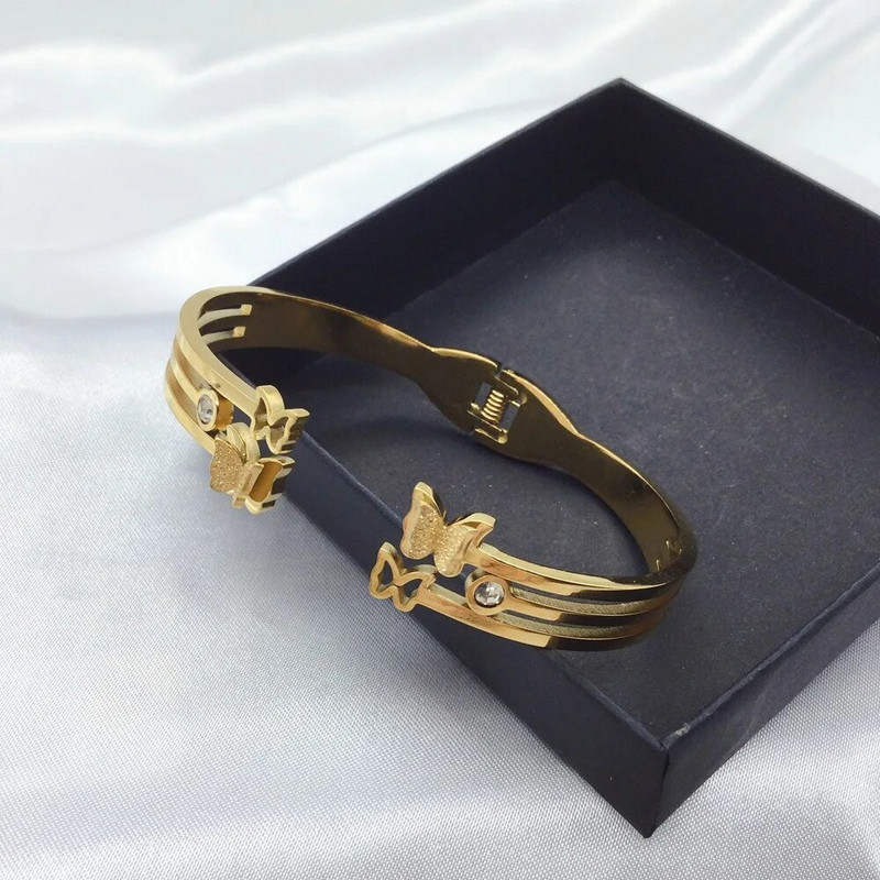 Jauna modes titāna tērauda personalizēta tauriņa rokassprādze, klasiska vienkārša nerūsējošā tērauda aproce sievietēm