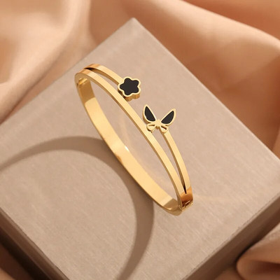 Divatos Butterfly fekete kagyló kivágású sokoldalú karkötő nőknek