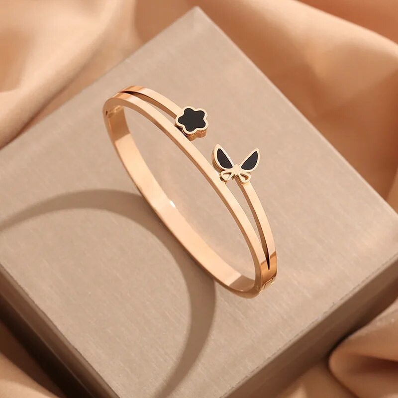 Divatos Butterfly fekete kagyló kivágású sokoldalú karkötő nőknek