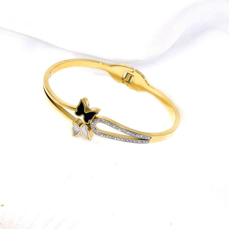 Uus klassikaline mood lihtne titaanterasest liblikas käevõru, naiste kullatud roostevabast terasest käevõrud