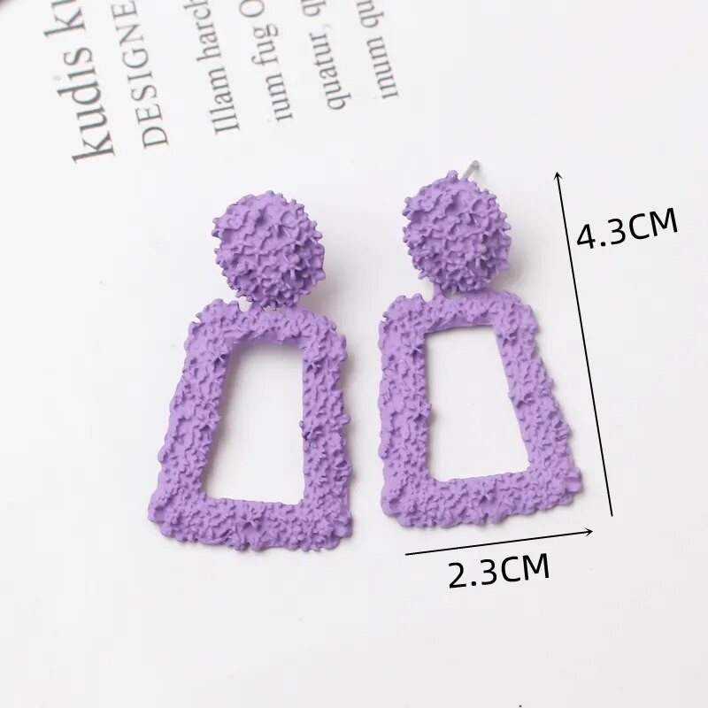 Saldūs purpuriniai gėlių drugeliai geometriniai nuleidžiami auskarai moterims su širdele C formos apvalios kvadrato formos Brincos saldūs vestuvių papuošalai