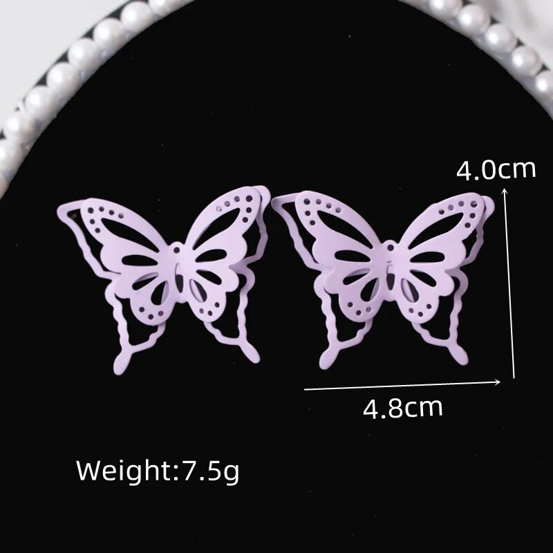 Saldūs purpuriniai gėlių drugeliai geometriniai nuleidžiami auskarai moterims su širdele C formos apvalios kvadrato formos Brincos saldūs vestuvių papuošalai