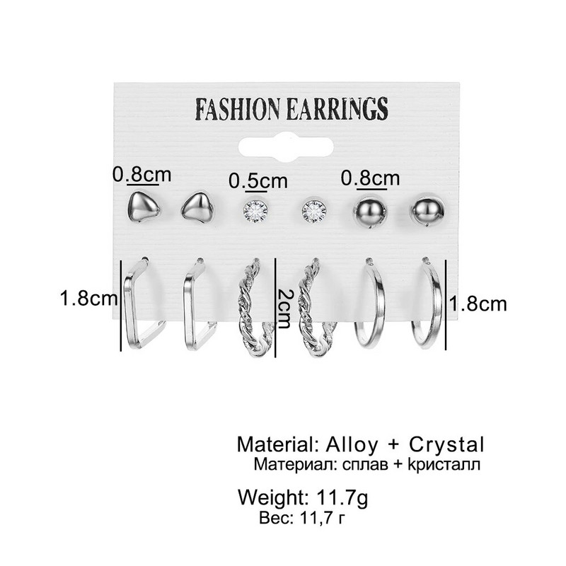 UMKA Divatos geometrikus ezüst színű pillangós karika fülbevaló szett női lányoknak Star Moon fémgyanta akril fülbevaló ékszer