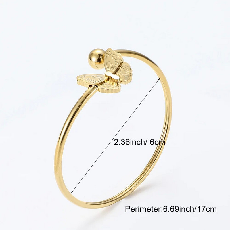 Nauja mados titano plieno drugelio apyrankė, moteriška miela paprasta nerūdijančio plieno apyrankė