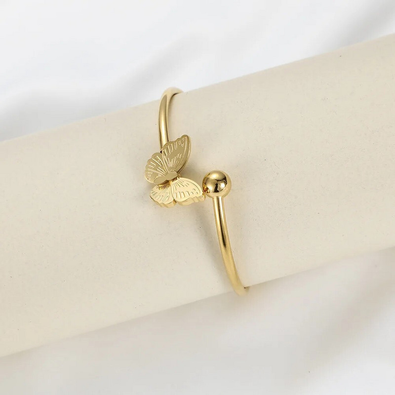 Nauja mados titano plieno drugelio apyrankė, moteriška miela paprasta nerūdijančio plieno apyrankė