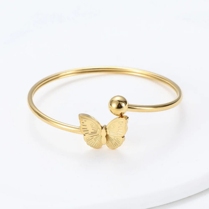 Nauja mados titano plieno drugelio apyrankė, moteriška miela paprasta nerūdijančio plieno apyrankė