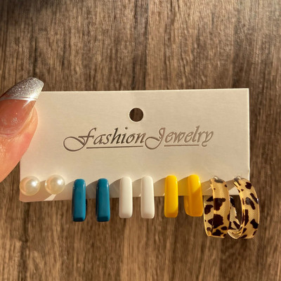 JWER sveķu zelta krāsas metāla stīpiņu auskaru komplekts sievietēm, meitenēm Krāsaini sveķu stīpiņu auskari Trend Modes rotaslietas Jaunums