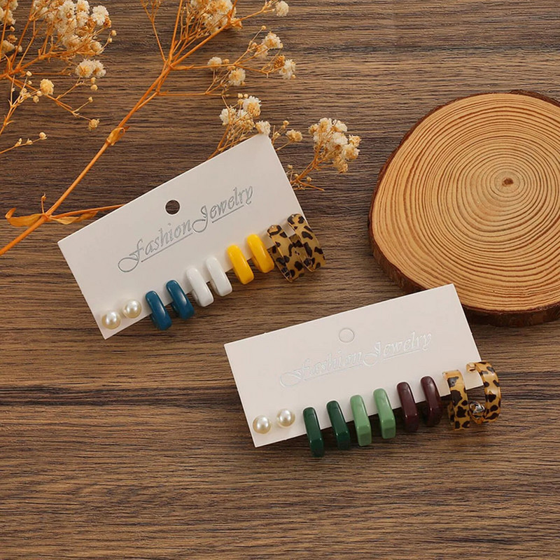 JWER sveķu zelta krāsas metāla stīpiņu auskaru komplekts sievietēm, meitenēm Krāsaini sveķu stīpiņu auskari Trend Modes rotaslietas Jaunums