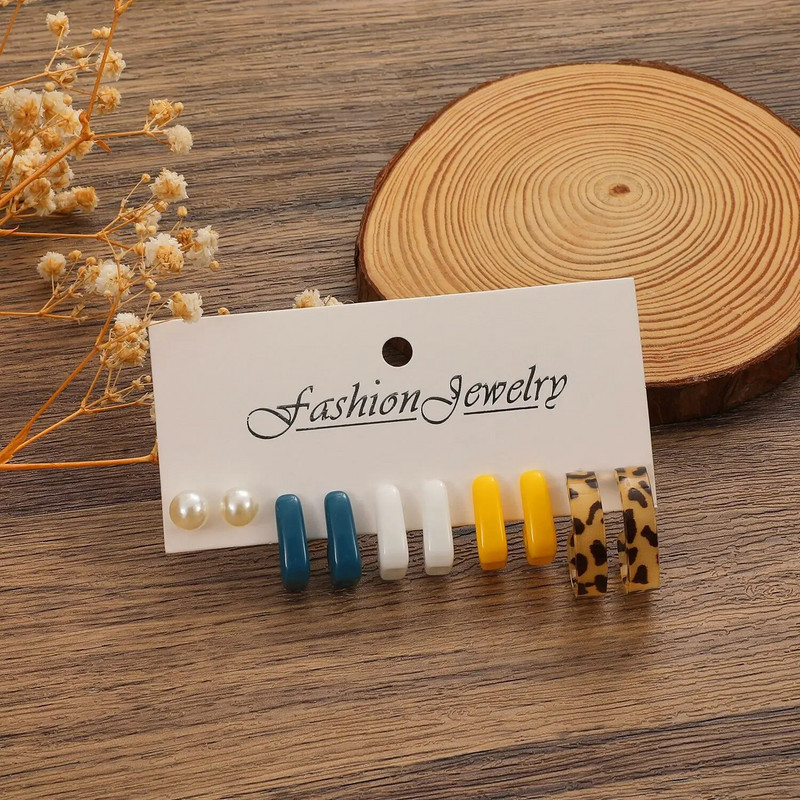 JWER sveķu zelta krāsas metāla stīpiņu auskaru komplekts sievietēm, meitenēm Krāsaini sveķu stīpiņu auskari Trend Modes rotaslietas Jaunums