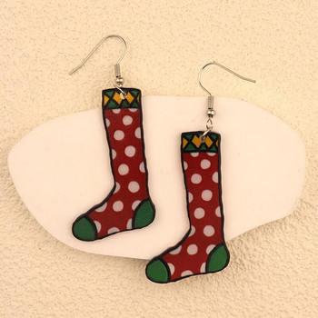 Коледни висящи обеци с коледни чорапи Елха Дядо Коледа Дизайн джинджифилови бисквитки Очарователен подарък за жени