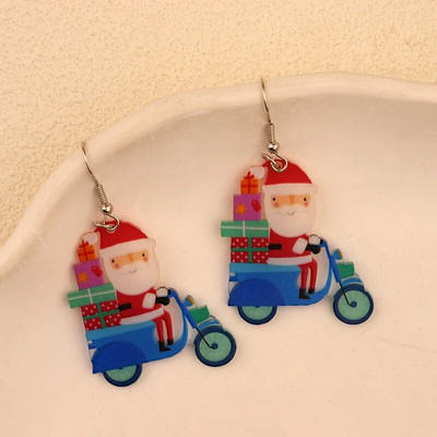 Ziemassvētku iekarināmi auskari ar Ziemassvētku zeķu eglīti Ziemassvētku vecīša ingvera cepumu dizains burvīga sieviešu dāvana