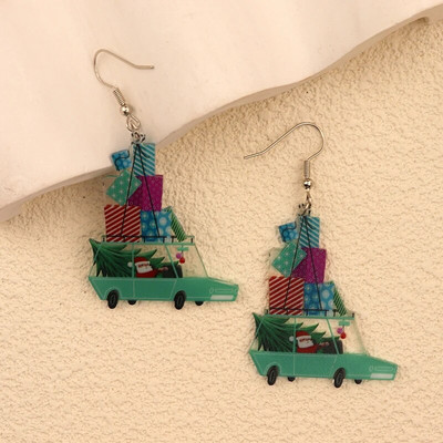 Ziemassvētku iekarināmi auskari ar Ziemassvētku zeķu eglīti Ziemassvētku vecīša ingvera cepumu dizains burvīga sieviešu dāvana