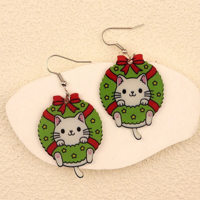 Ziemassvētku iekarināmi auskari ar Ziemassvētku zeķu eglīti Ziemassvētku vecīša ingvera cepumu dizains burvīga sieviešu dāvana