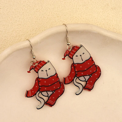 Ziemassvētku iekarināmi auskari ar Ziemassvētku zeķu eglīti Ziemassvētku vecīša ingvera cepumu dizains burvīga sieviešu dāvana