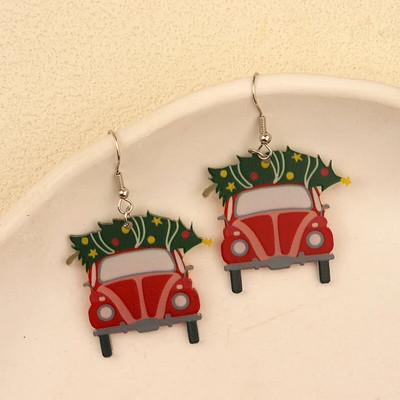 Ziemassvētku iekarināmi auskari ar Ziemassvētku zeķu eglīti Ziemassvētku vecīša ingvera cepumu dizains burvīga sieviešu dāvana