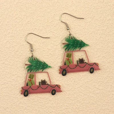 Ziemassvētku iekarināmi auskari ar Ziemassvētku zeķu eglīti Ziemassvētku vecīša ingvera cepumu dizains burvīga sieviešu dāvana