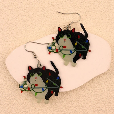 Ziemassvētku iekarināmi auskari ar Ziemassvētku zeķu eglīti Ziemassvētku vecīša ingvera cepumu dizains burvīga sieviešu dāvana