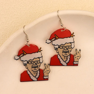 Ziemassvētku iekarināmi auskari ar Ziemassvētku zeķu eglīti Ziemassvētku vecīša ingvera cepumu dizains burvīga sieviešu dāvana