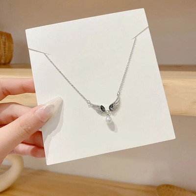 Винтидж сплав, регулируеми кристали, кристални ангелски крила, ключица, верига, дамски колиета, корейски бижута за врата, чокер