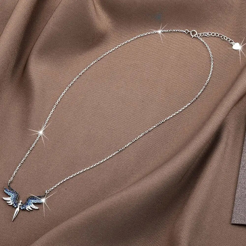 Винтидж сплав, регулируеми кристали, кристални ангелски крила, ключица, верига, дамски колиета, корейски бижута за врата, чокер