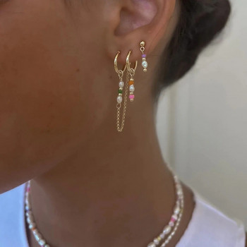 Σετ κρεμαστά σκουλαρίκια Boho Artificial Pearl πολύχρωμες χάντρες για γυναίκες Μόδα Vintage Χρυσό Χρώμα Απλό Δώρο κοσμήματος χονδρική