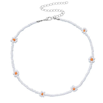 Ins Bohemia sēklu pērļu pērļu kaklarota kaklarota krāsains smaids, zieds ar rokām darināts krelles kaklarota sievietēm, meiteņu ballītēm, rotaslietas dāvana