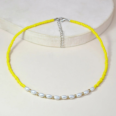 Ins Bohemia sēklu pērļu pērļu kaklarota kaklarota krāsains smaids, zieds ar rokām darināts krelles kaklarota sievietēm, meiteņu ballītēm, rotaslietas dāvana