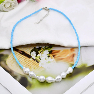 Ins Bohemia sēklu pērļu pērļu kaklarota kaklarota krāsains smaids, zieds ar rokām darināts krelles kaklarota sievietēm, meiteņu ballītēm, rotaslietas dāvana