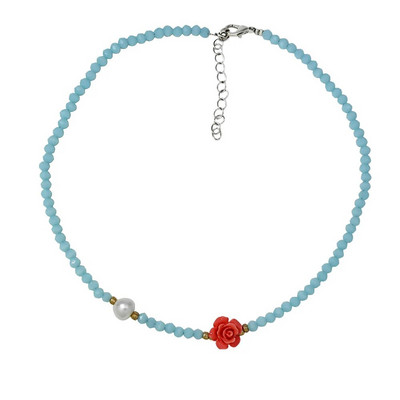 Ins Bohemia sēklu pērļu pērļu kaklarota kaklarota krāsains smaids, zieds ar rokām darināts krelles kaklarota sievietēm, meiteņu ballītēm, rotaslietas dāvana