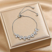 Modes kubiskā cirkonija lapu regulējamas kristāla rokassprādzes sievietēm Klasiskās līgavas ķēdes sieviešu ballīšu rotaslietas