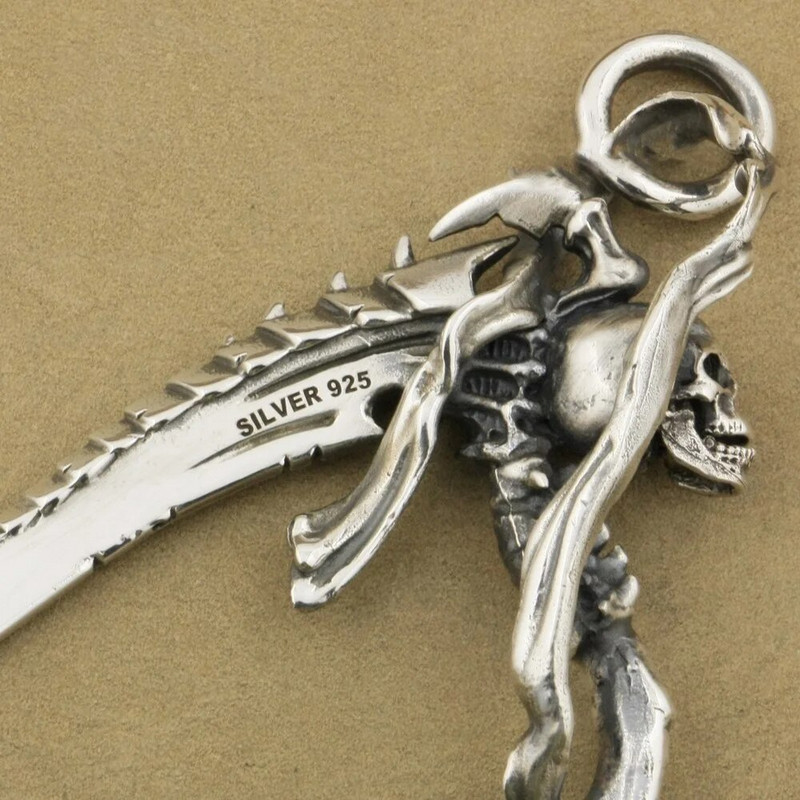 Kiváló minőségű cinkötvözet férfi nyaklánc Reaper koponya sarló sarló férfi motorkerékpár rock punk medál ékszer