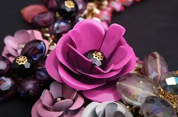 Χρώμα λουλούδι Νέα δήλωση μόδας Κολιέ Κρυστάλλινα κολιέ Vintage Choker Κολιέ κλείδα υπερβολικά γυναικεία αξεσουάρ