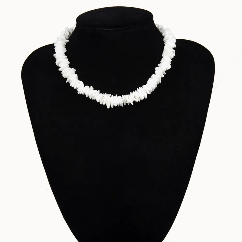 Κολιέ Bohemian Hawaii Puka White Clam Chips Shell Κολιέ με κοχύλι ακανόνιστες μάρκες Κολιέ τσόκερ με θαλασσινό κοχύλι Summer Beach Statement Κοσμήματα