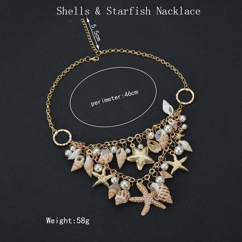 Summer Bohemia Ocean Elements Rokassprādze Starfish Coral Shell Charm Natural Seashells Auskari Shell Beach Rotaslietas sievietēm Dāvanas