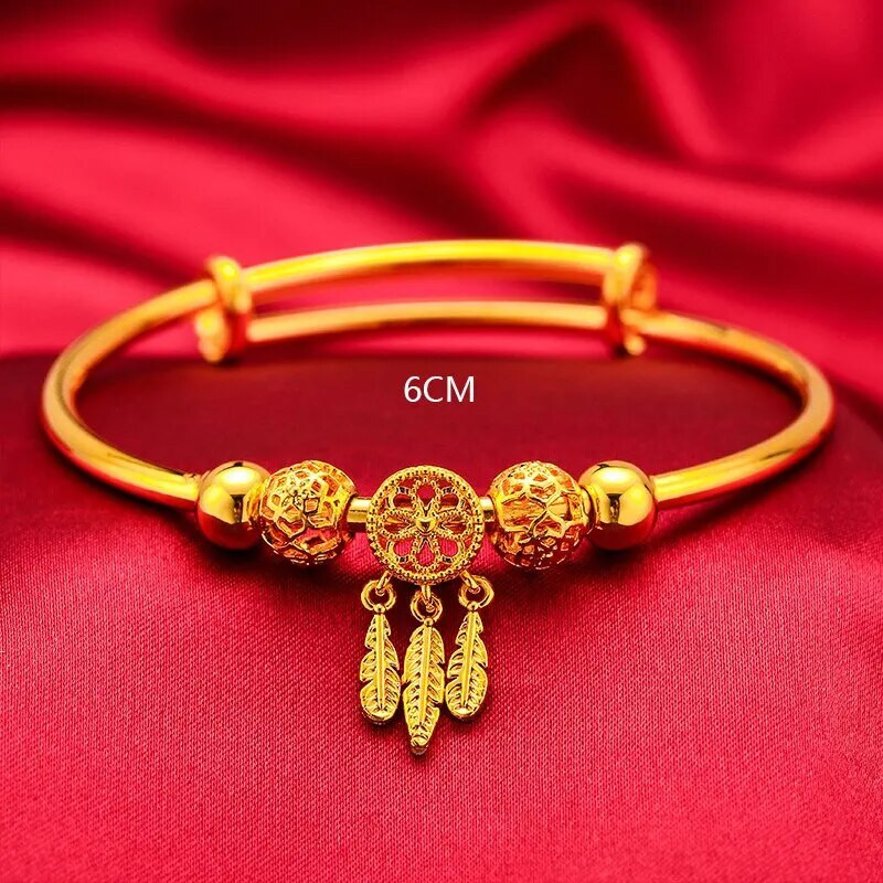 1Gb Vara sakausējuma apzeltīta rokassprādze Sieviešu aukstā vēja sapņu ķērājs lapas, pušķis, pagriežamas krelles, rotaslietas