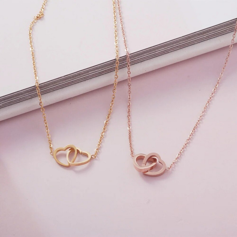 Ogrlica za Majčin dan Ženski nakit Srce uz srce Majčin dan Ogrlica sa srcem Rođendanski nakit za mamu Poklon Čestitka za Majčin dan