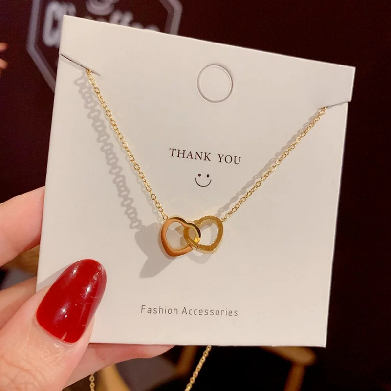 Ogrlica za Majčin dan Ženski nakit Srce uz srce Majčin dan Ogrlica sa srcem Rođendanski nakit za mamu Poklon Čestitka za Majčin dan