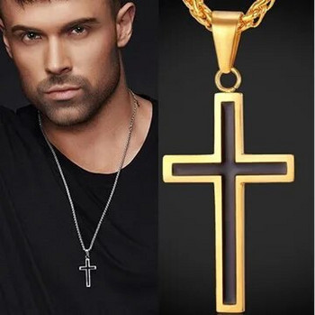 Ανδρικό κολιέ με αλυσίδα σταυρού μόδας για άνδρες Θρησκευτικές πεποιθήσεις Κρεμαστό κόσμημα χιπ χοπ πανκ πάρτι κοσμήματα δώρο επετείου