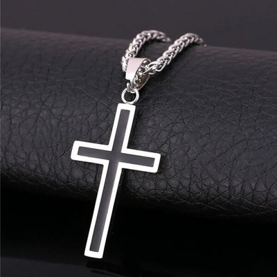 Férfi divatos kereszt láncos nyaklánc férfiaknak Vallásos hit Jézus kereszt medál Hip Hop Punk Party Ékszer Évfordulós Ajándék