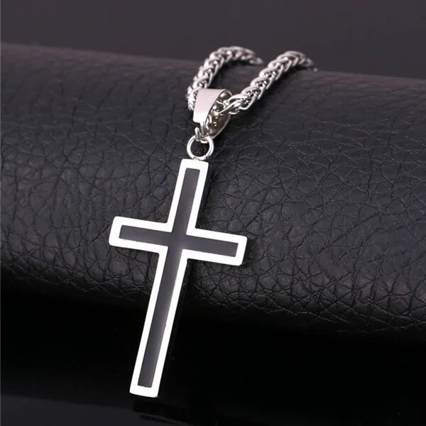 Férfi divatos kereszt láncos nyaklánc férfiaknak Vallásos hit Jézus kereszt medál Hip Hop Punk Party Ékszer Évfordulós Ajándék