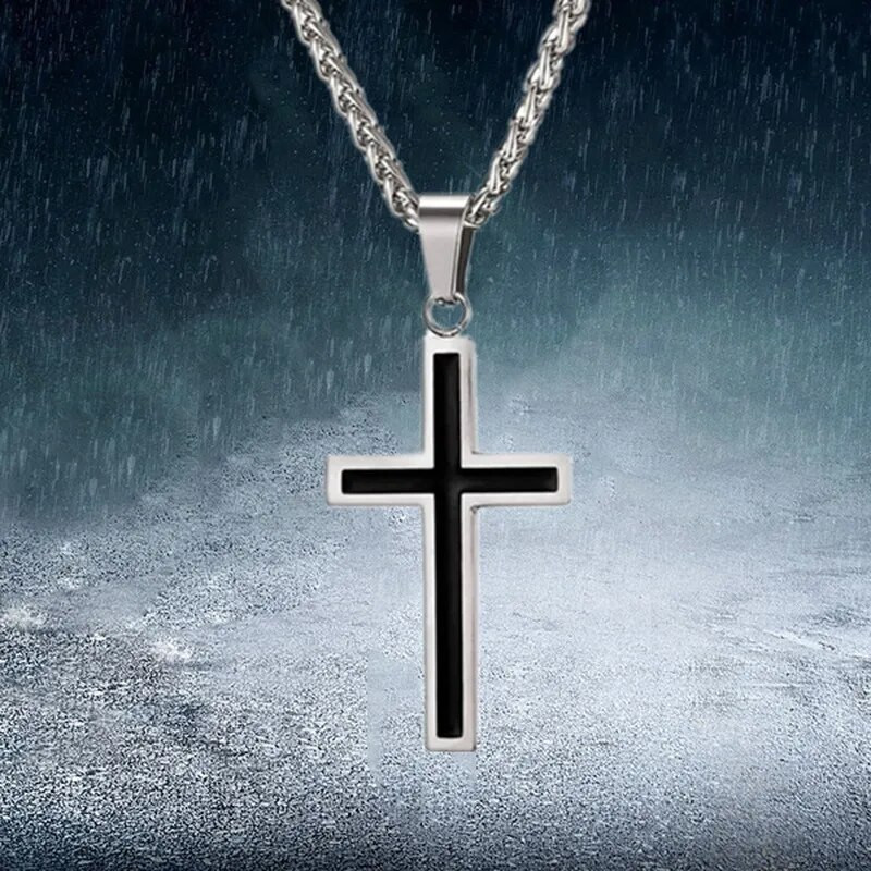 Férfi divatos kereszt láncos nyaklánc férfiaknak Vallásos hit Jézus kereszt medál Hip Hop Punk Party Ékszer Évfordulós Ajándék