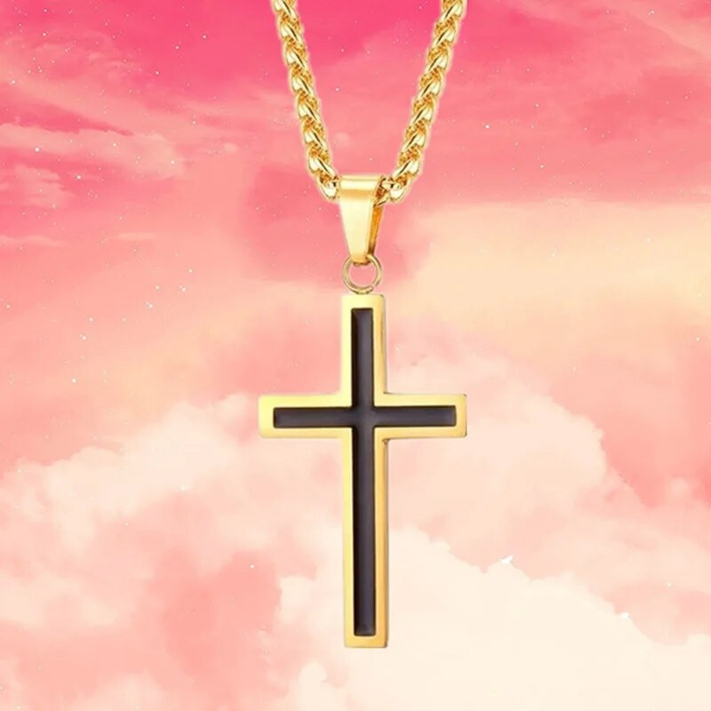 Férfi divatos kereszt láncos nyaklánc férfiaknak Vallásos hit Jézus kereszt medál Hip Hop Punk Party Ékszer Évfordulós Ajándék