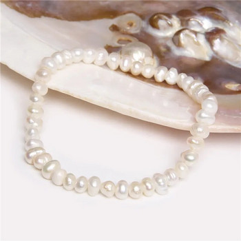 5-5,5 мм гривна от естествени сладководни бели перли Еластични барокови истински перли Гривни с мъниста Верига за жени Изящни бижута Подаръци