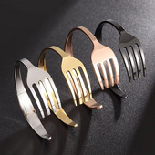 Modes radošs dizains nerūsējošā tērauda izliekti galda piederumi, dakša, piedurkne, rokassprādze vīriešiem, dāmām, personība, rotaslietas, dāvana