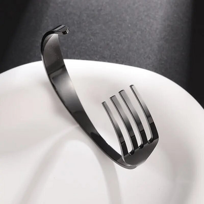 Modes radošs dizains nerūsējošā tērauda izliekti galda piederumi, dakša, piedurkne, rokassprādze vīriešiem, dāmām, personība, rotaslietas, dāvana