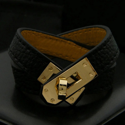 Zlxgirl Kiváló minőségű mixec színű Letter PU bőr arany színű Punk rozsdamentes acél egy kör karkötők karkötő nőknek