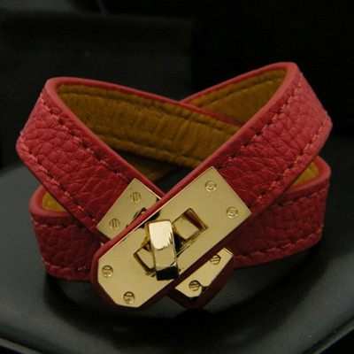 Zlxgirl Kiváló minőségű mixec színű Letter PU bőr arany színű Punk rozsdamentes acél egy kör karkötők karkötő nőknek