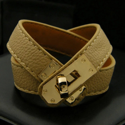 Zlxgirl Kiváló minőségű mixec színű Letter PU bőr arany színű Punk rozsdamentes acél egy kör karkötők karkötő nőknek