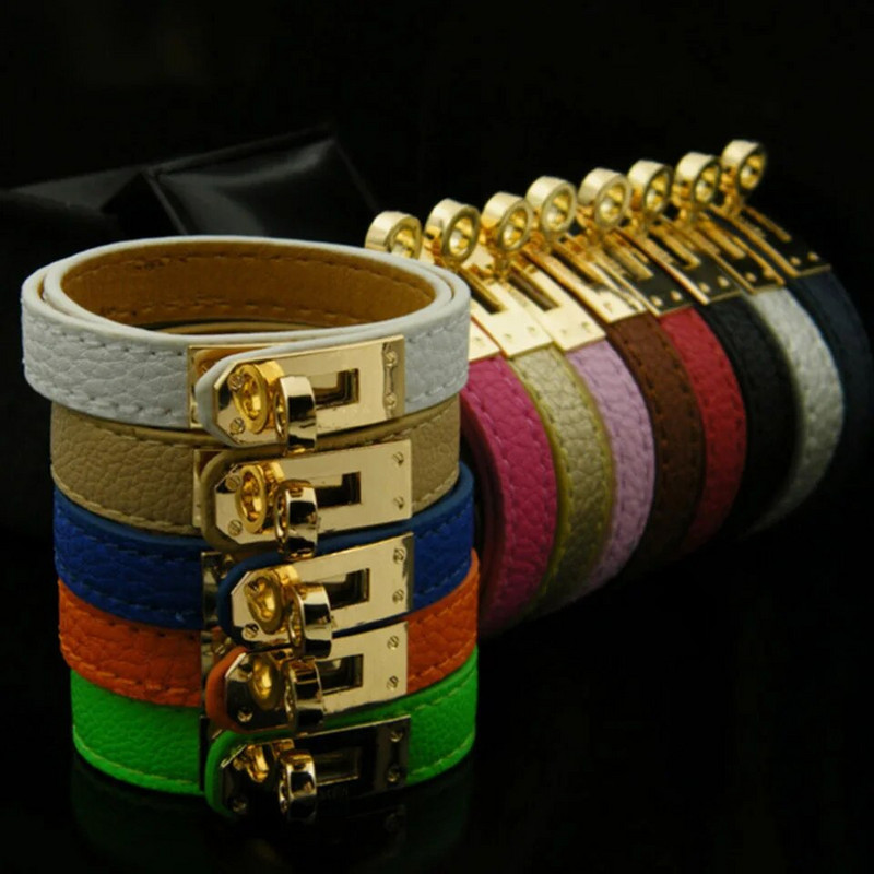 Zlxgirl Kiváló minőségű mixec színű Letter PU bőr arany színű Punk rozsdamentes acél egy kör karkötők karkötő nőknek